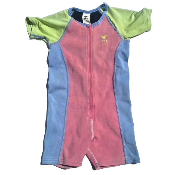 TYR Pink SPF Thermal Suit Swimming Short Sleeve Rash Guard ~ Girls Sz 3 Toddler - Picture 1 of 8